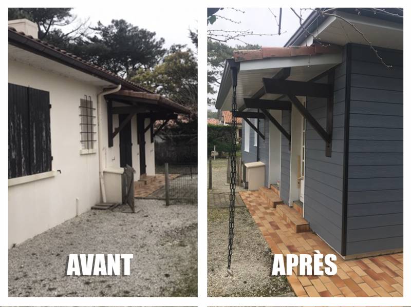 Rénovation avec un habillage en bardage aluminium sur une maison située à Parentis-en-Born